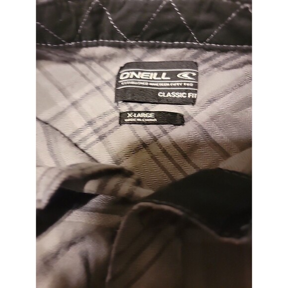O'Neill Flannel Fleece Button Up Shirt Men's XL Classic Fit Plaid Black Gray - Picture 2 of 9